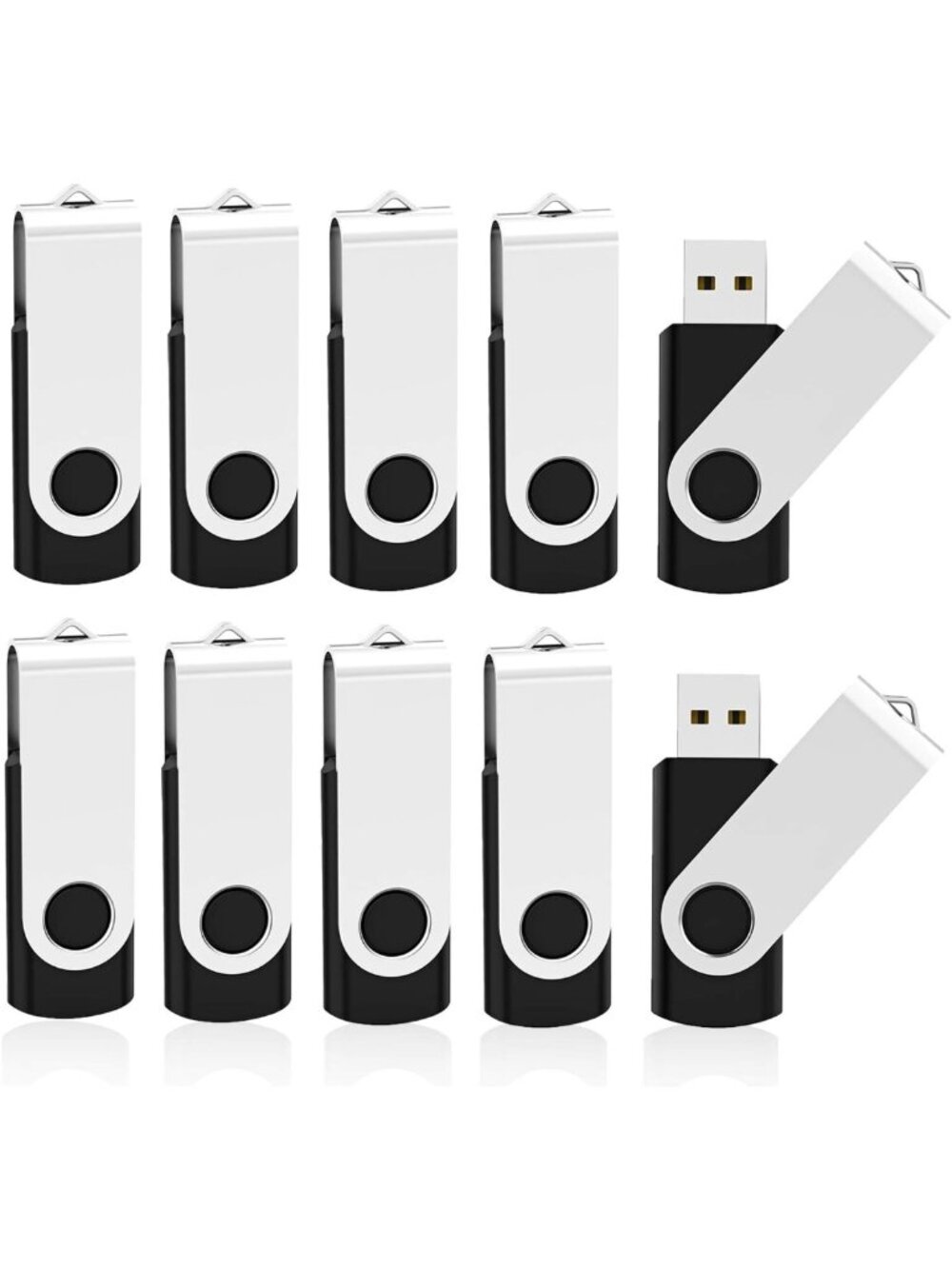 32GB USB Flash Drive 10-Pack | Thumb Drive Memory Stick | Keychain Design, Black